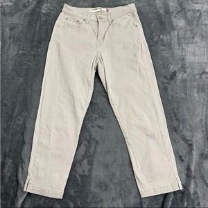 Levi's Jeans Womens Classic Slim Capri Size 10 Khaki VTG Y2K Stretch Slit Hem